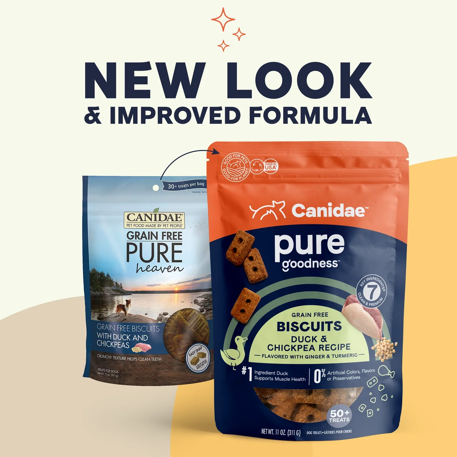 CANIDAE PURE Goodness Grain-Free Biscuit Dog Treats Duck & Chickpea 11-oz - Image 3