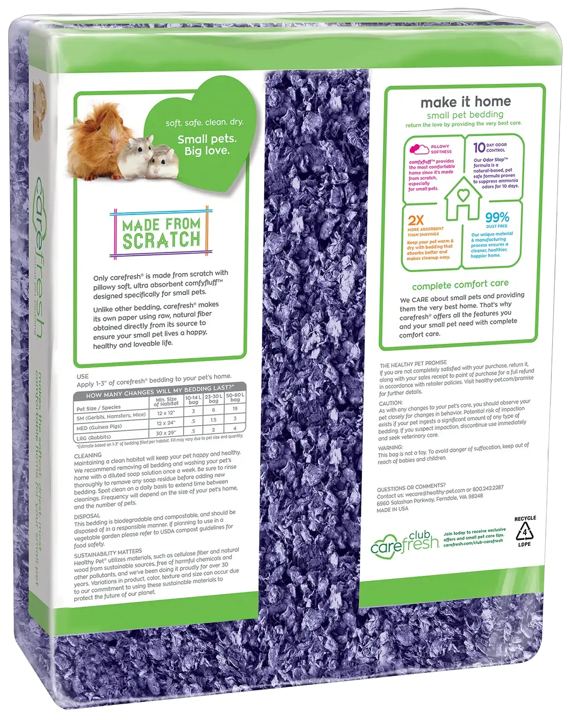 Carefresh Complete Comfort Purple Paper Bedding for Small Animals 50 Liter - Image 3