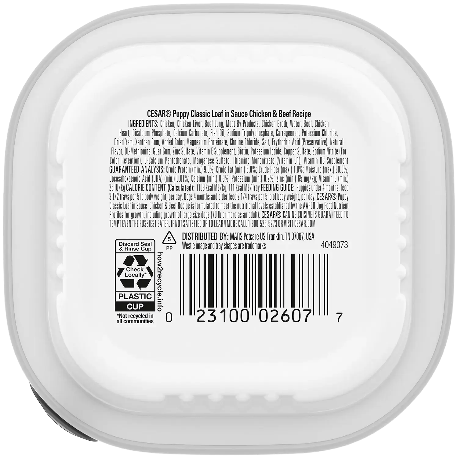 Cesar Classic Loaf in Sauce Puppy Wet Dog Food Chicken & Beef 3.5-oz - Image 2