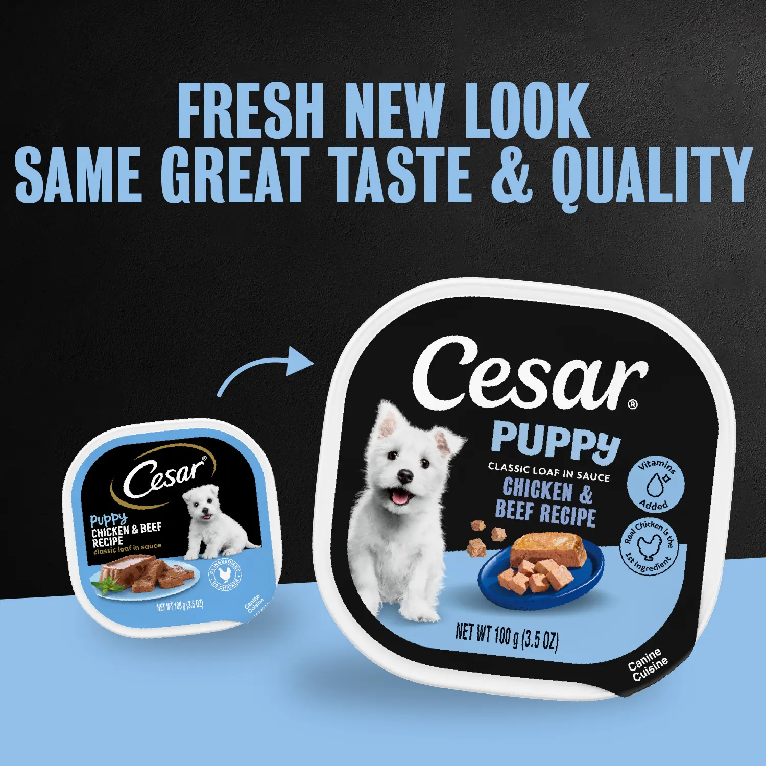 Cesar Classic Loaf in Sauce Puppy Wet Dog Food Chicken & Beef 3.5-oz - Image 3