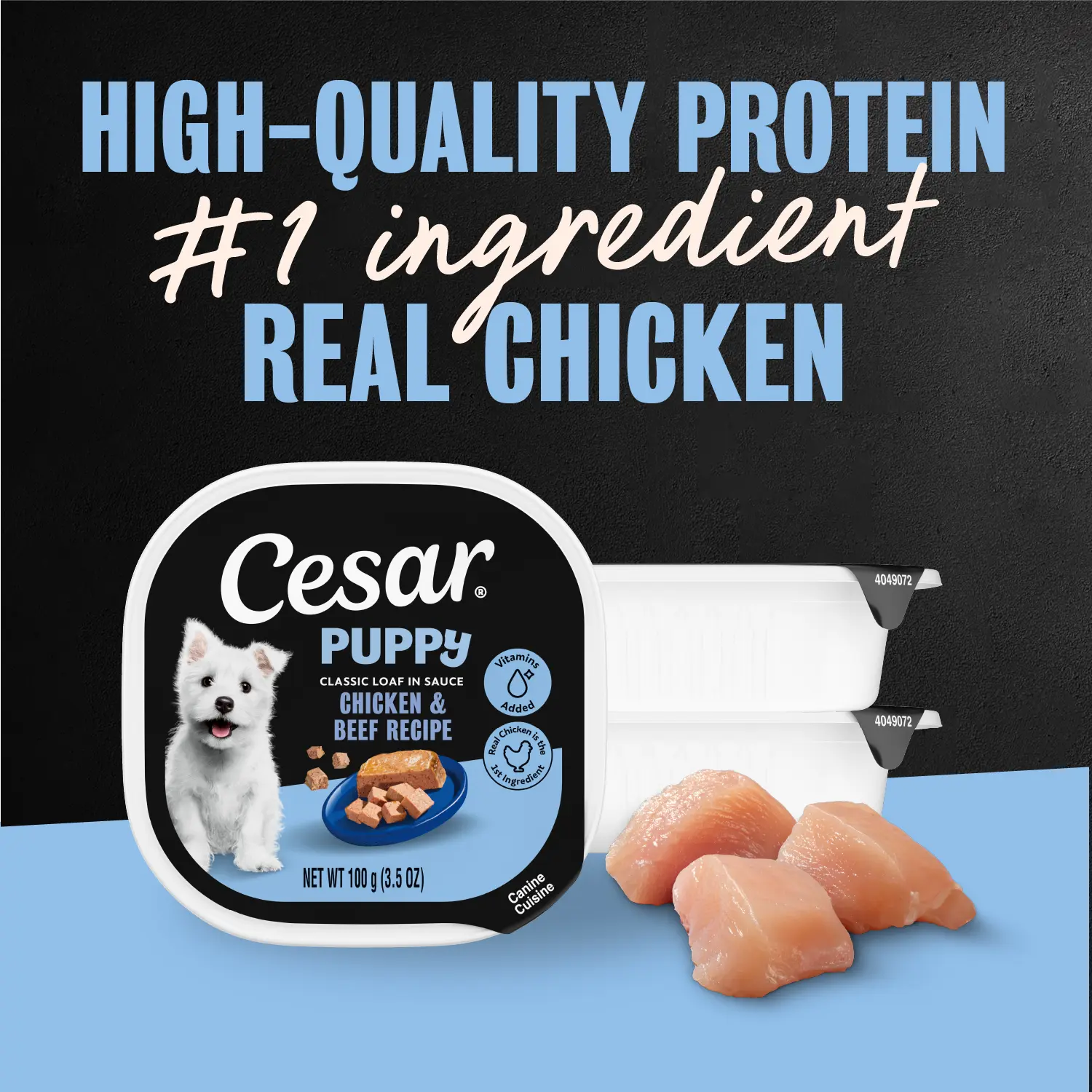 Cesar Classic Loaf in Sauce Puppy Wet Dog Food Chicken & Beef 3.5-oz - Image 7