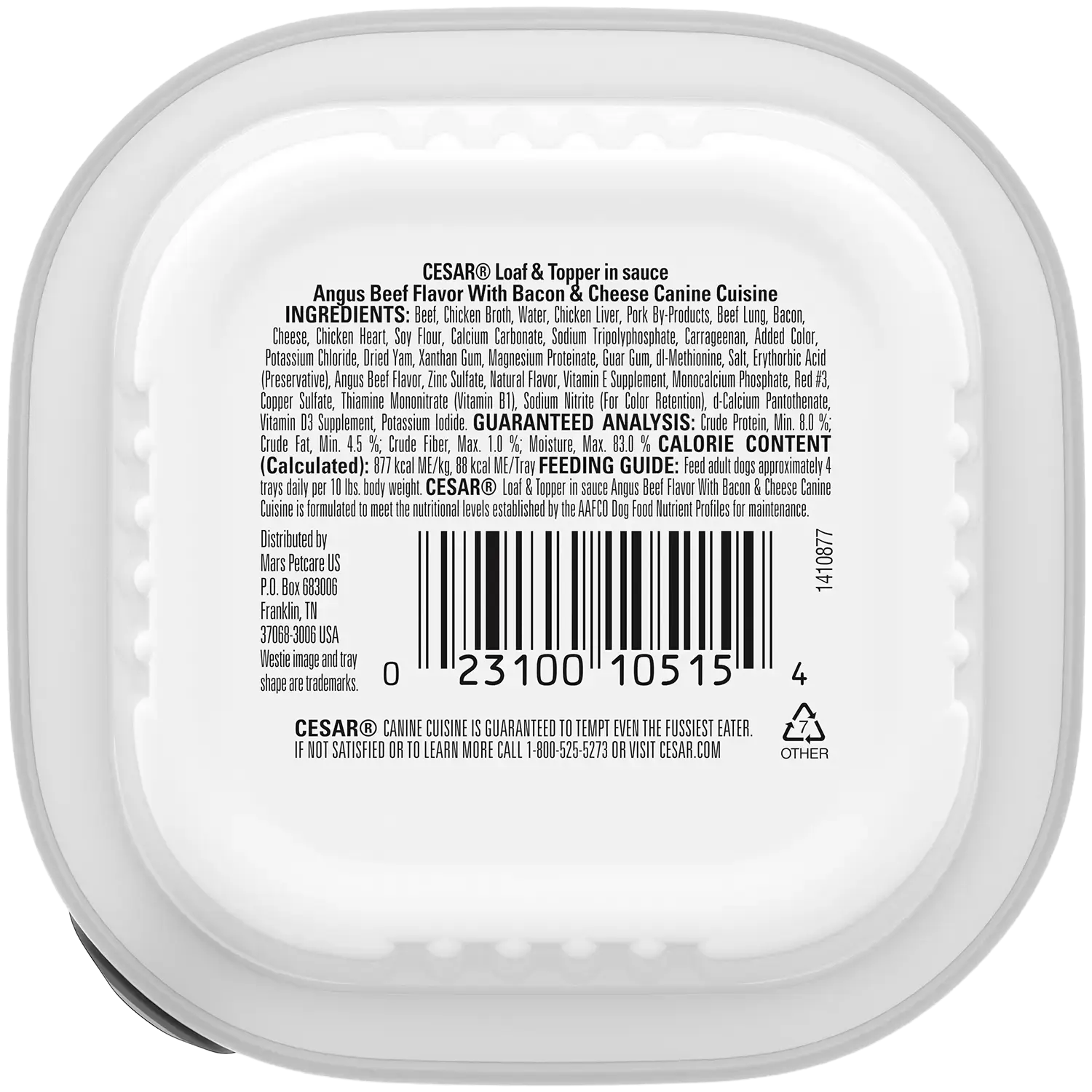 Cesar Loaf & Topper in Sauce Adult Wet Dog Food Angus Beef w/Bacon & Cheese 3.5-oz - Image 2