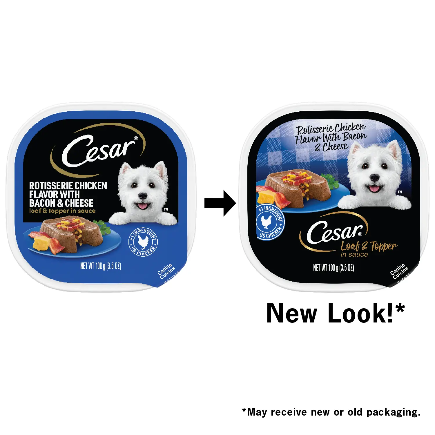 Cesar Loaf & Topper in Sauce Adult Wet Dog Food Rotisserie Chicken w/Bacon & Cheese 3.5-oz - Image 3