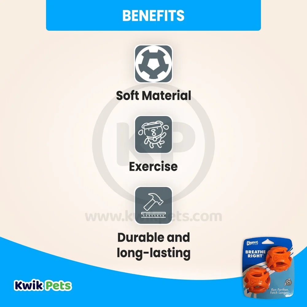 Chuckit! Breathe Right Fetch Ball Dog Toy Orange Medium 2 Count - Image 3