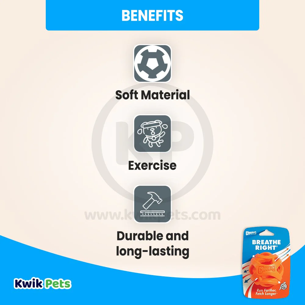 Chuckit! Breathe Right Fetch Ball Dog Toy Orange Large - Image 3