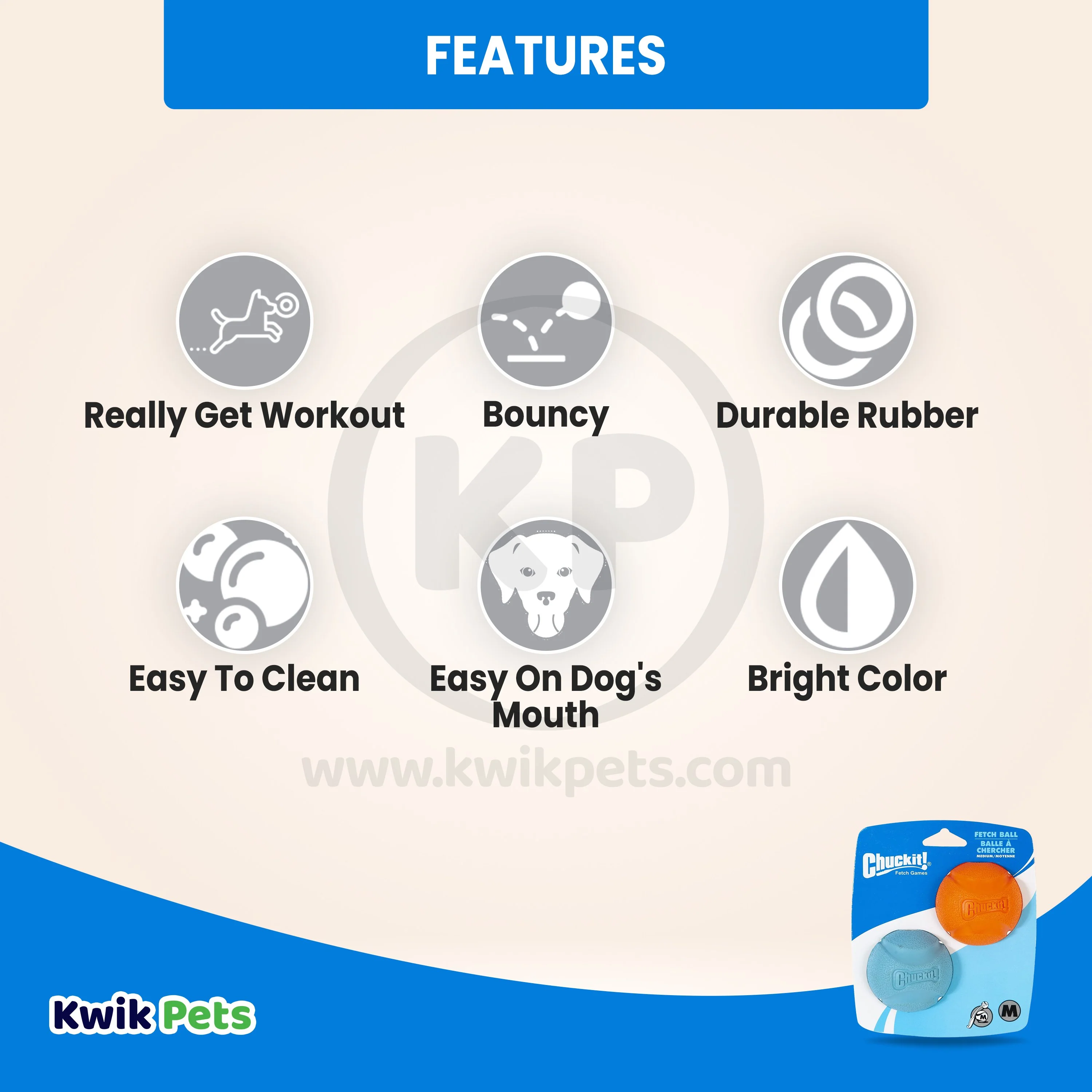 Chuckit! Fetch Ball Dog Toy Assorted Medium 2 Count - Image 2