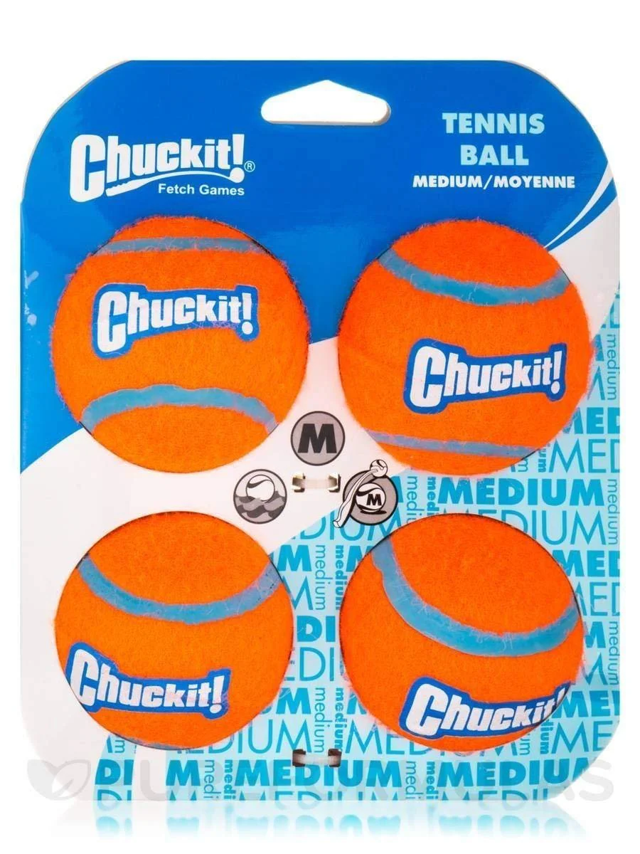 Chuckit! Tennis Ball Dog Toy Shrink Sleeve Blue/Orange Medium 2 Pack of 4 Count - Image 2