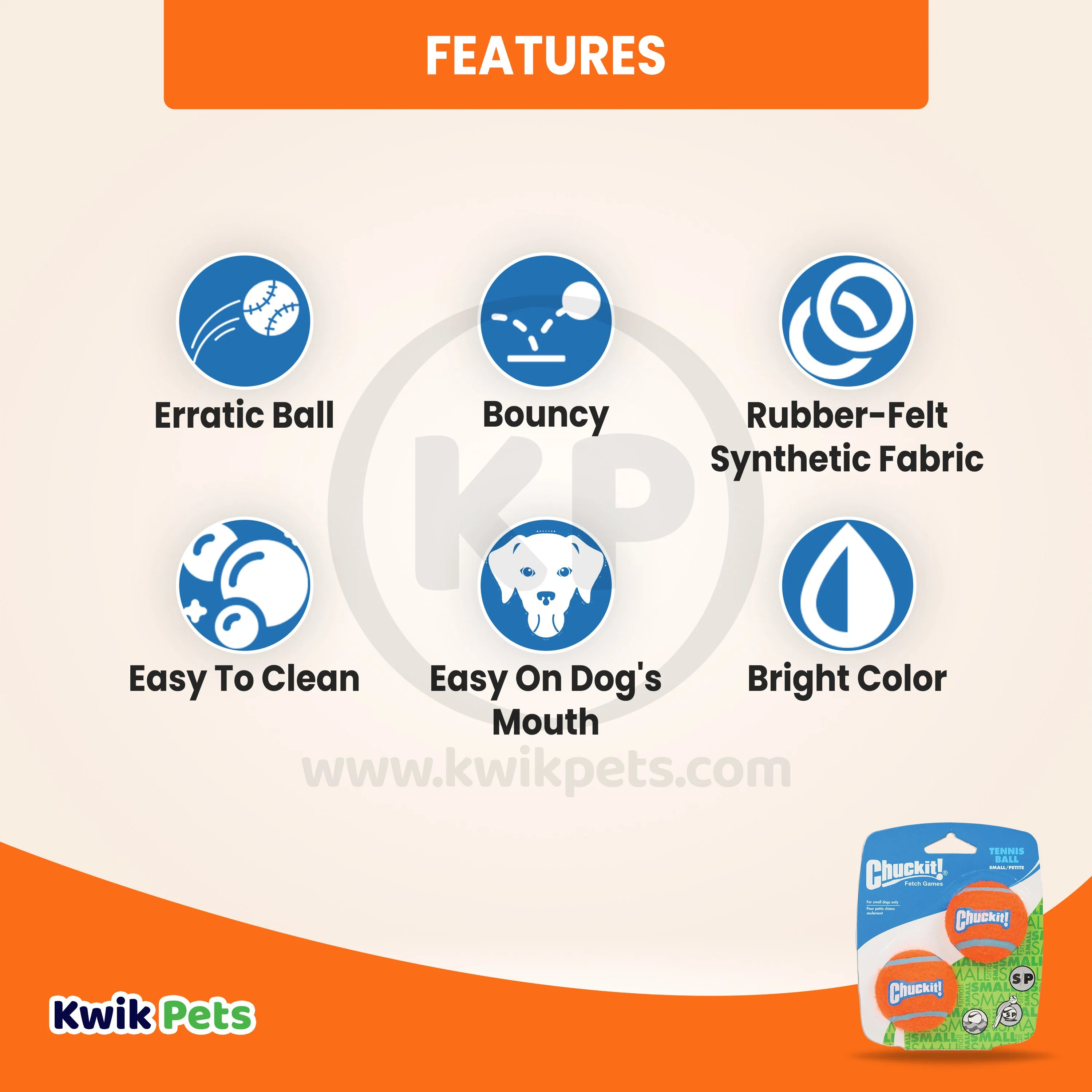 Chuckit! Tennis Ball Dog Toy Shrink Sleeve Blue/Orange Small 2 Count - Image 2