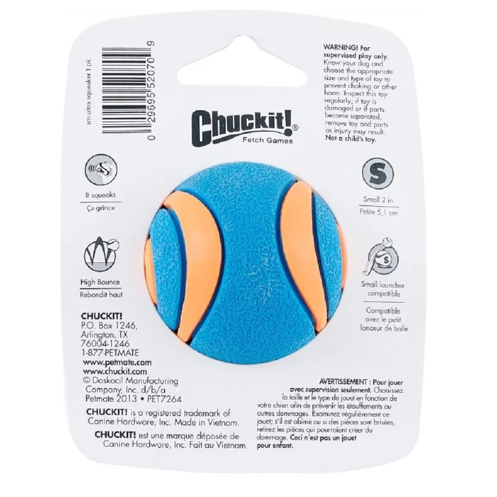 Chuckit! Ultra Squeaker Ball Dog Toy Small - Image 2