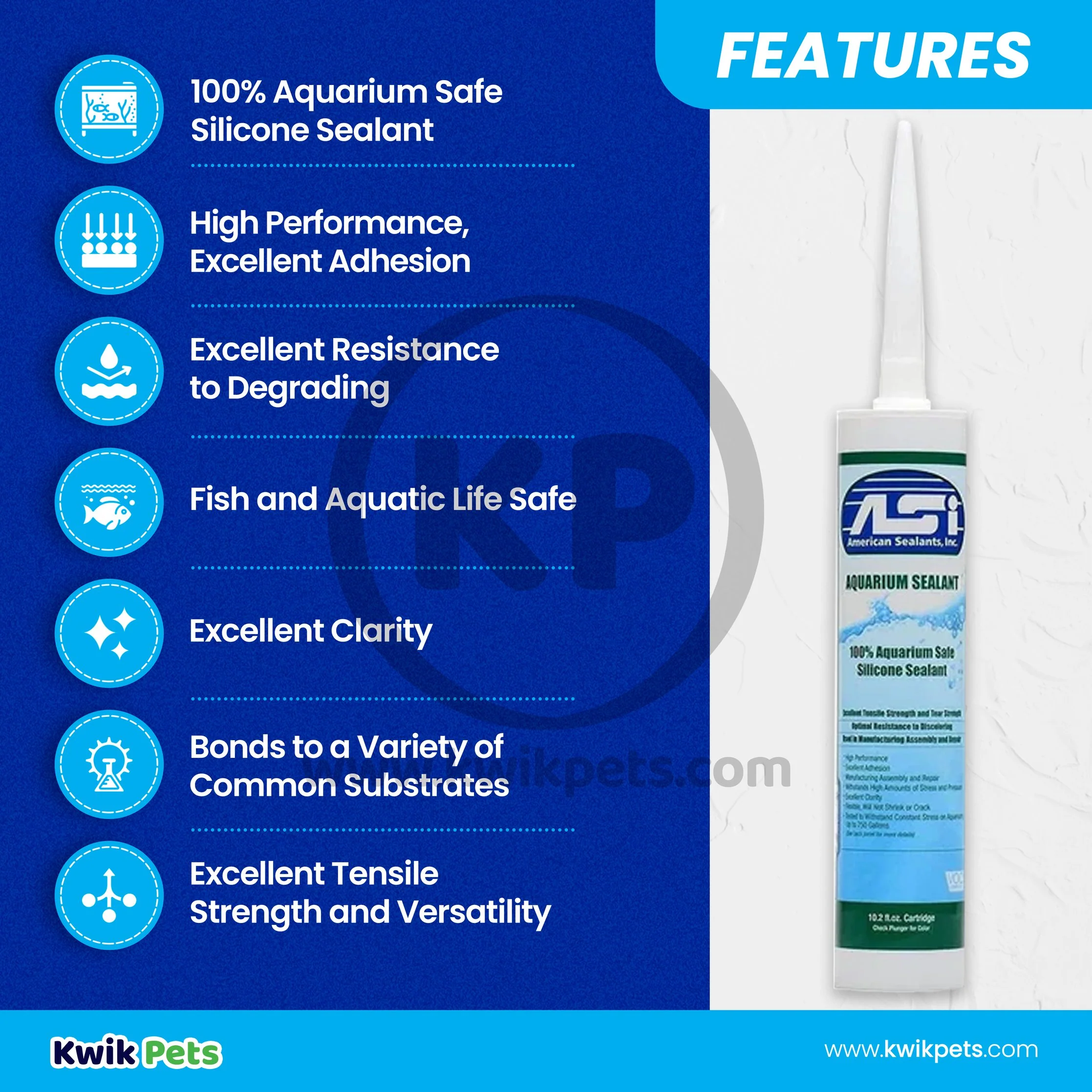 ASI Clear Aquarium Silicone Sealant Cartridge  10.2-oz 24 Pack - Image 2