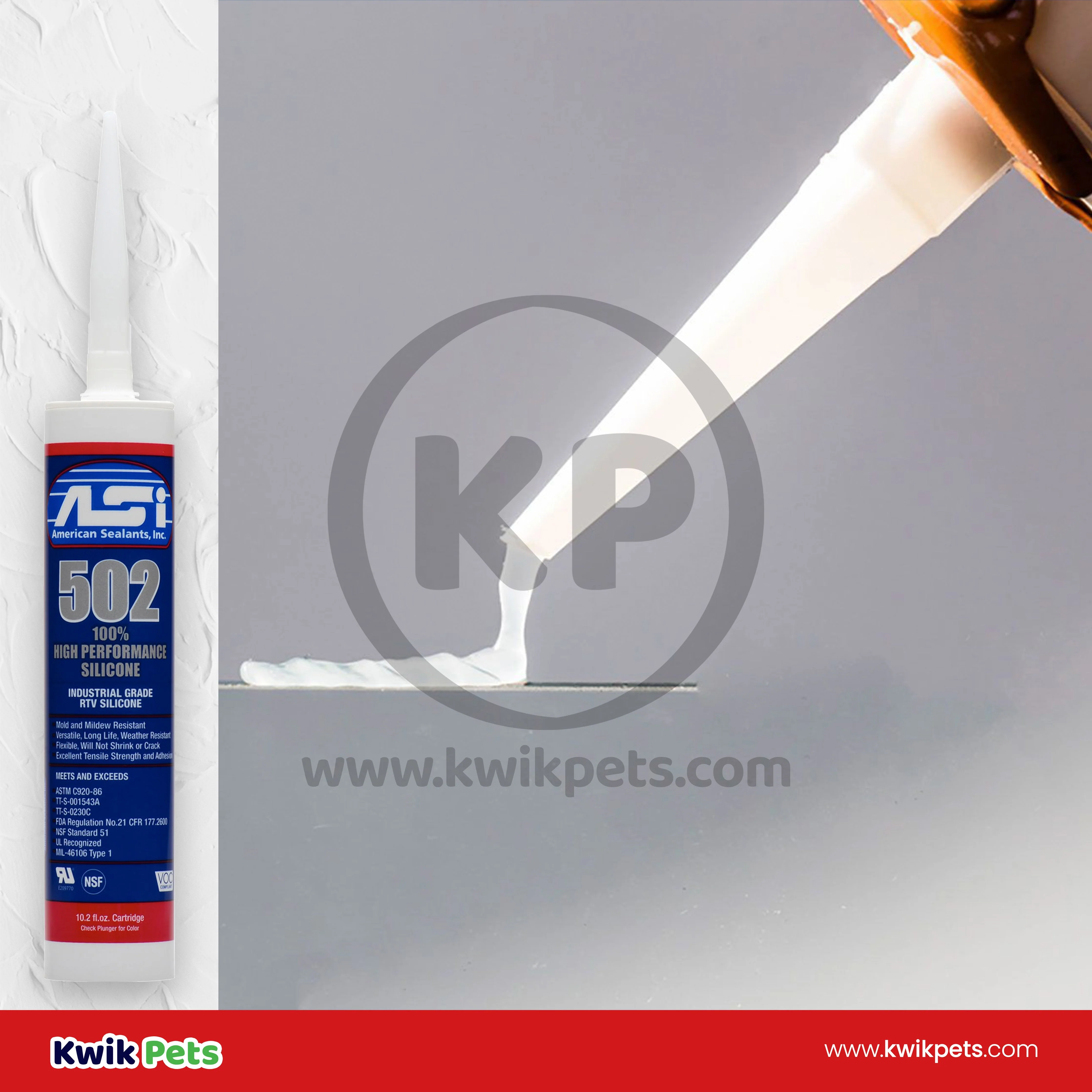 ASI 502 Food Grade Clear Silicone Sealant Cartridge 10.2-oz - Image 6