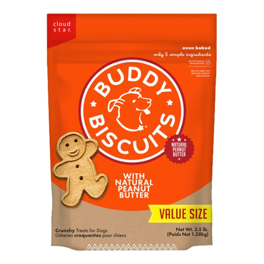 Cloud Star Buddy Biscuits Crunchy Dog Treats with Natural Peanut Butter 3.5-lb