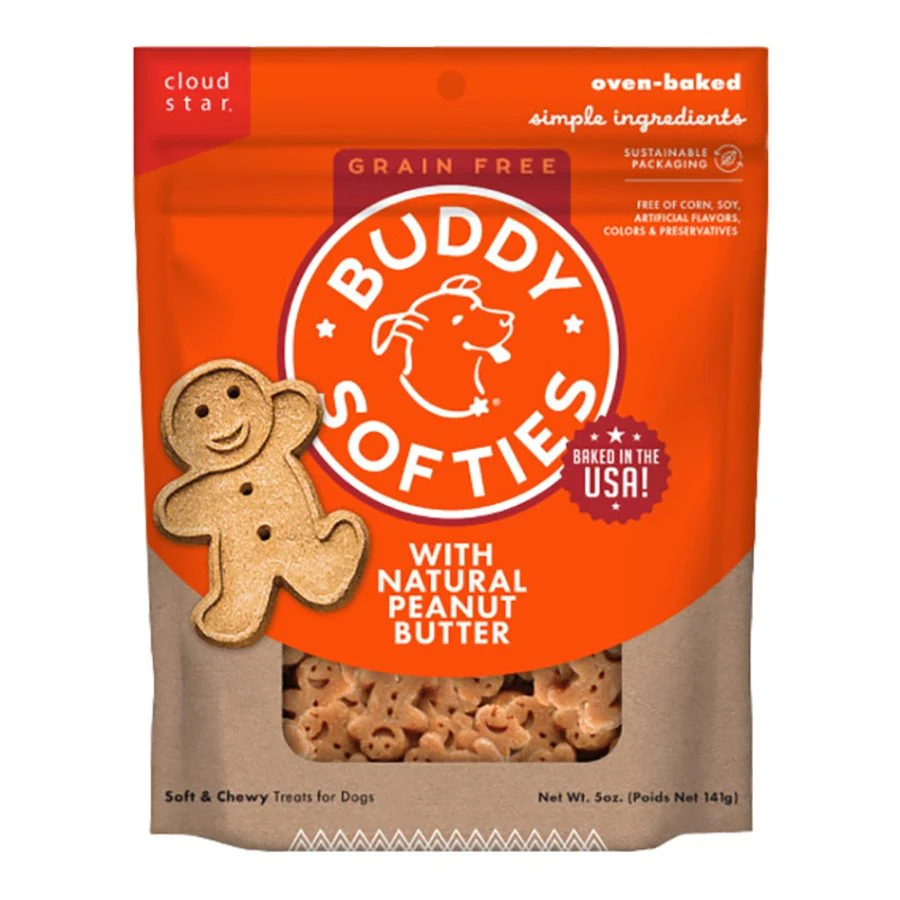Cloud Star Buddy Biscuits Softies Grain Free Dog Treats with Natural Peanut Butter 5-oz