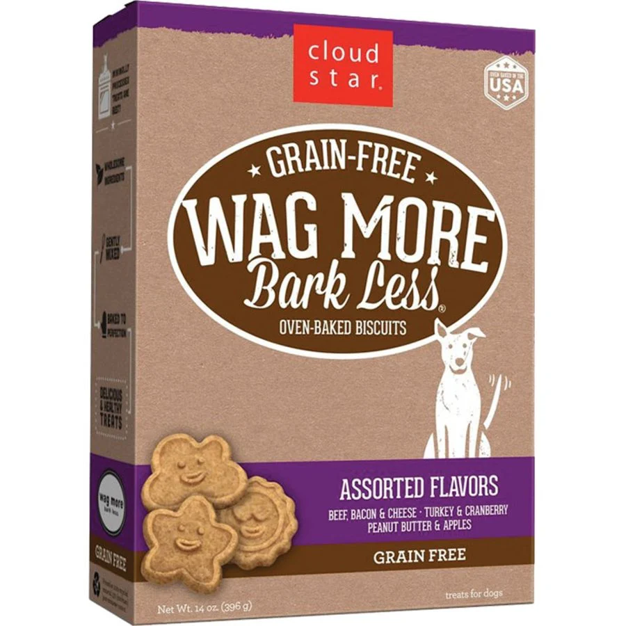 Cloud Star Wag More Bark Less Grain Free Biscuits Crunchy Dog Treats Assorted Flavors 14-oz