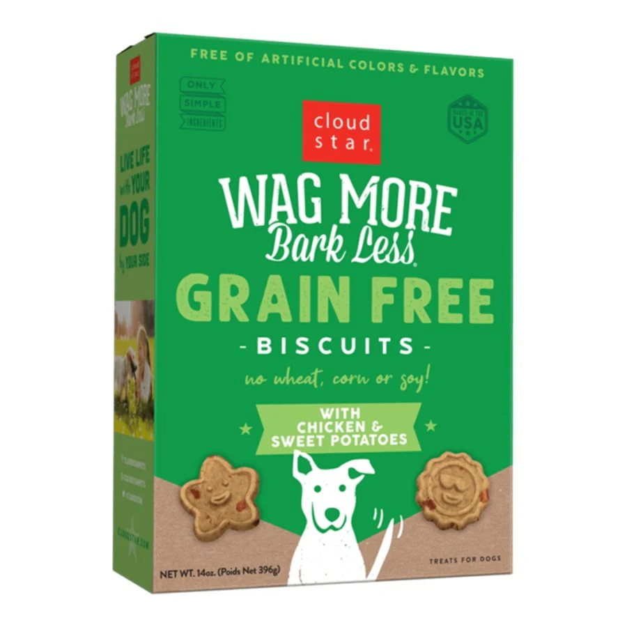 Cloud Star Wag More Bark Less Grain Free Biscuits Crunchy Dog Treats with Chicken & Sweet Potato 14-oz