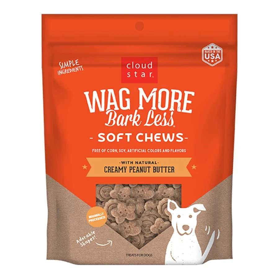 Cloud Star Wag More Bark Less Grain Free Soft Chews Dog Treats with Natural Peanut Butter & Apples 20-oz