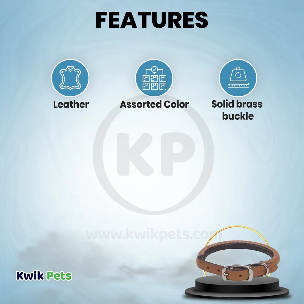 Coastal Circle T Oak Tanned Leather Round Dog Collar Tan 3/8 in X 12 in - Image 2