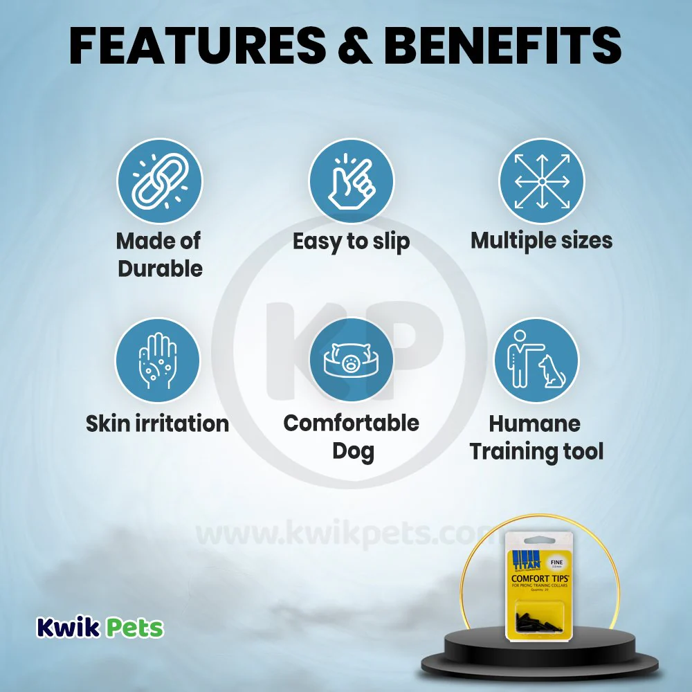 Coastal Titan Vinyl Comfort Tips for Prong Training Dog Collar Fine Black 2 mm 20 Count - Image 2