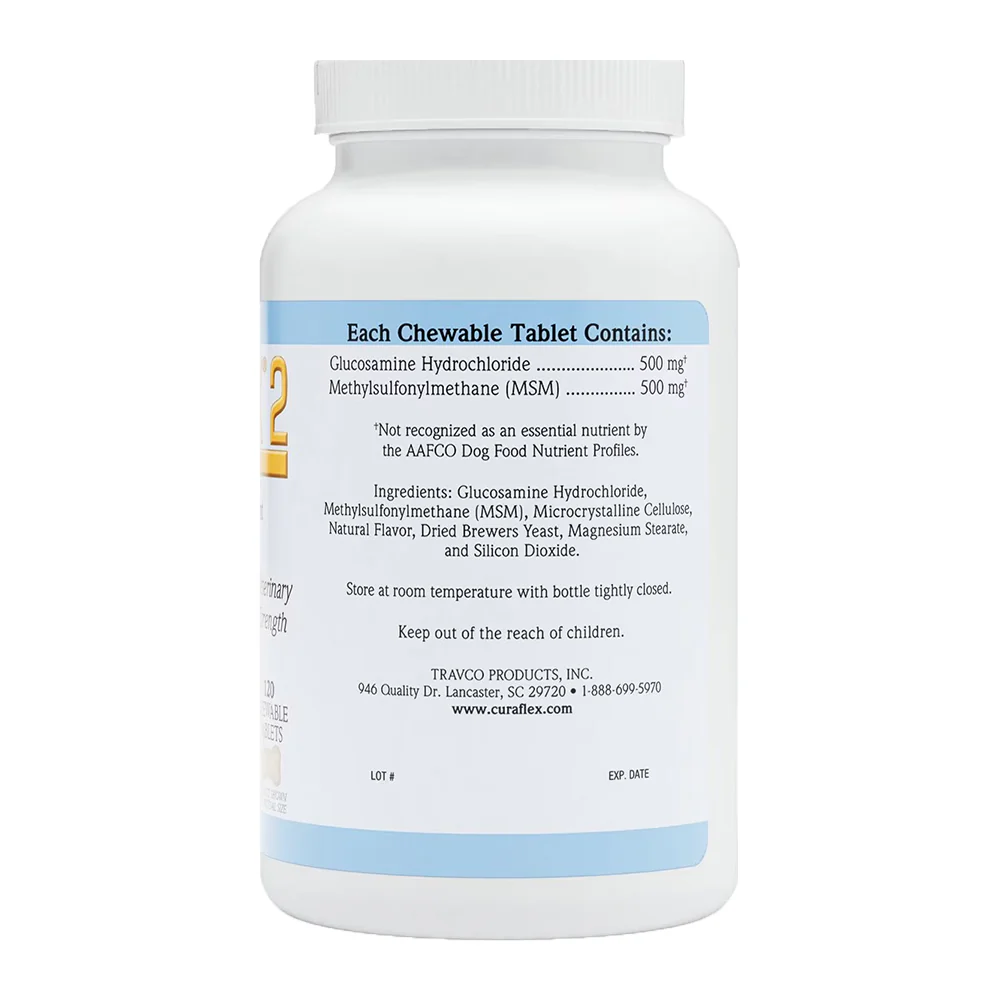 Travco Products Curaflex 2 Joint Health Supplement Chewable Tablets for Dogs 120 Count - Image 3