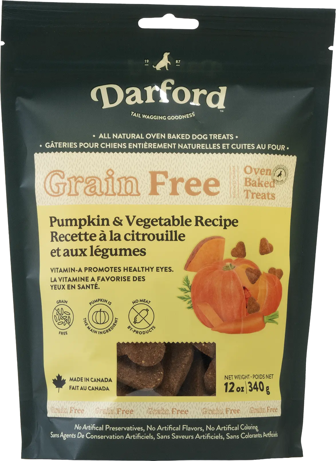 Darford Grain Free Biscuits Pumpkin Recipe Dog Treats Regular 12-oz