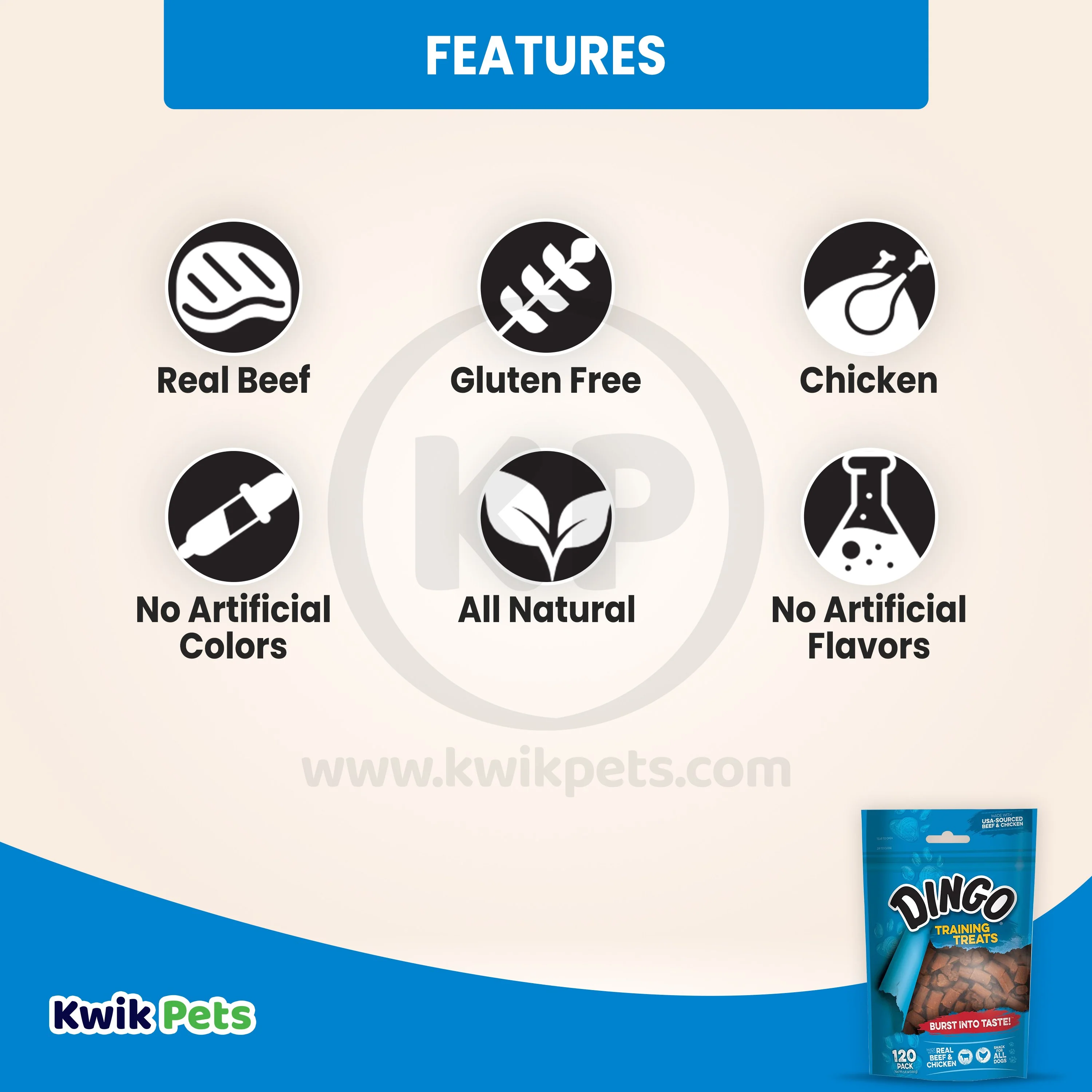 Dingo Beef & Chicken Training Dog Treats 120 Count - Image 3
