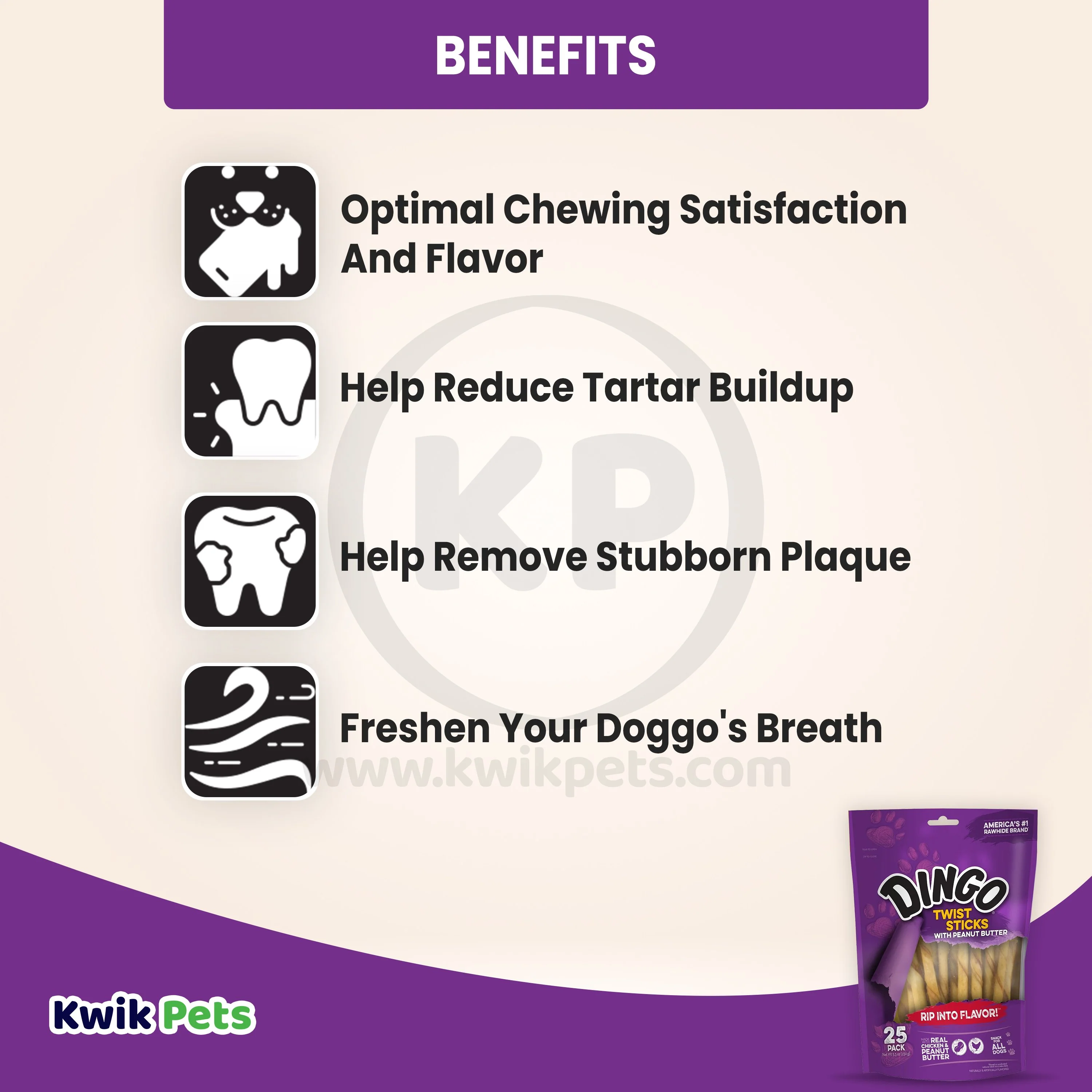 Dingo Twist Sticks Dog Treat Chicken & Peanut Butter 25 Count 4.4-oz - Image 4