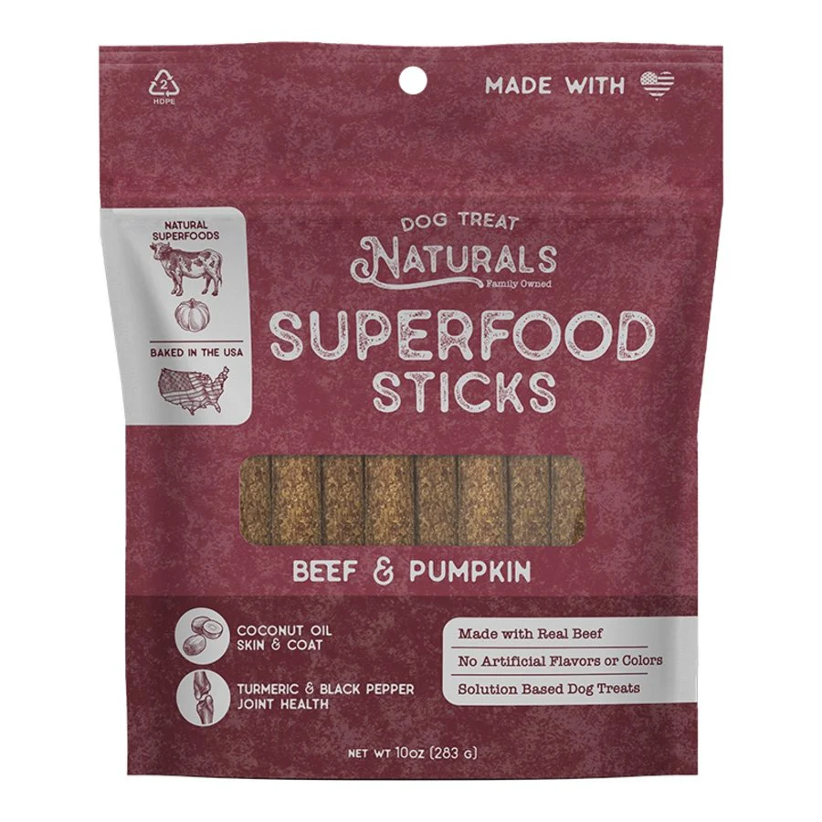 Dog Treat Naturals Superfood Sticks Dog Treats Beef & Pumpkin 10-oz