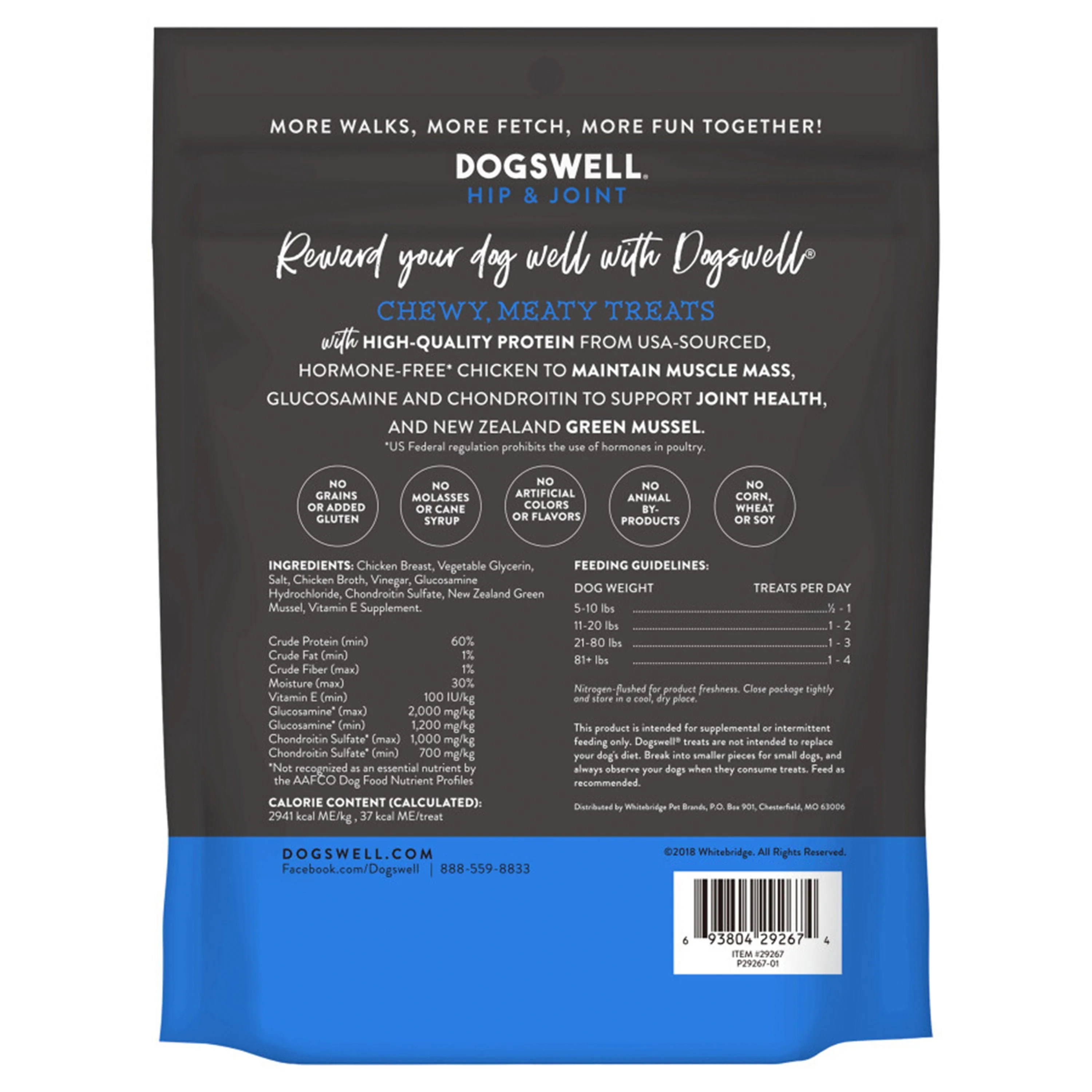Dogswell Hip & Joint Grain-Free Jerky Dog Treat Regular Chicken 4-oz - Image 2