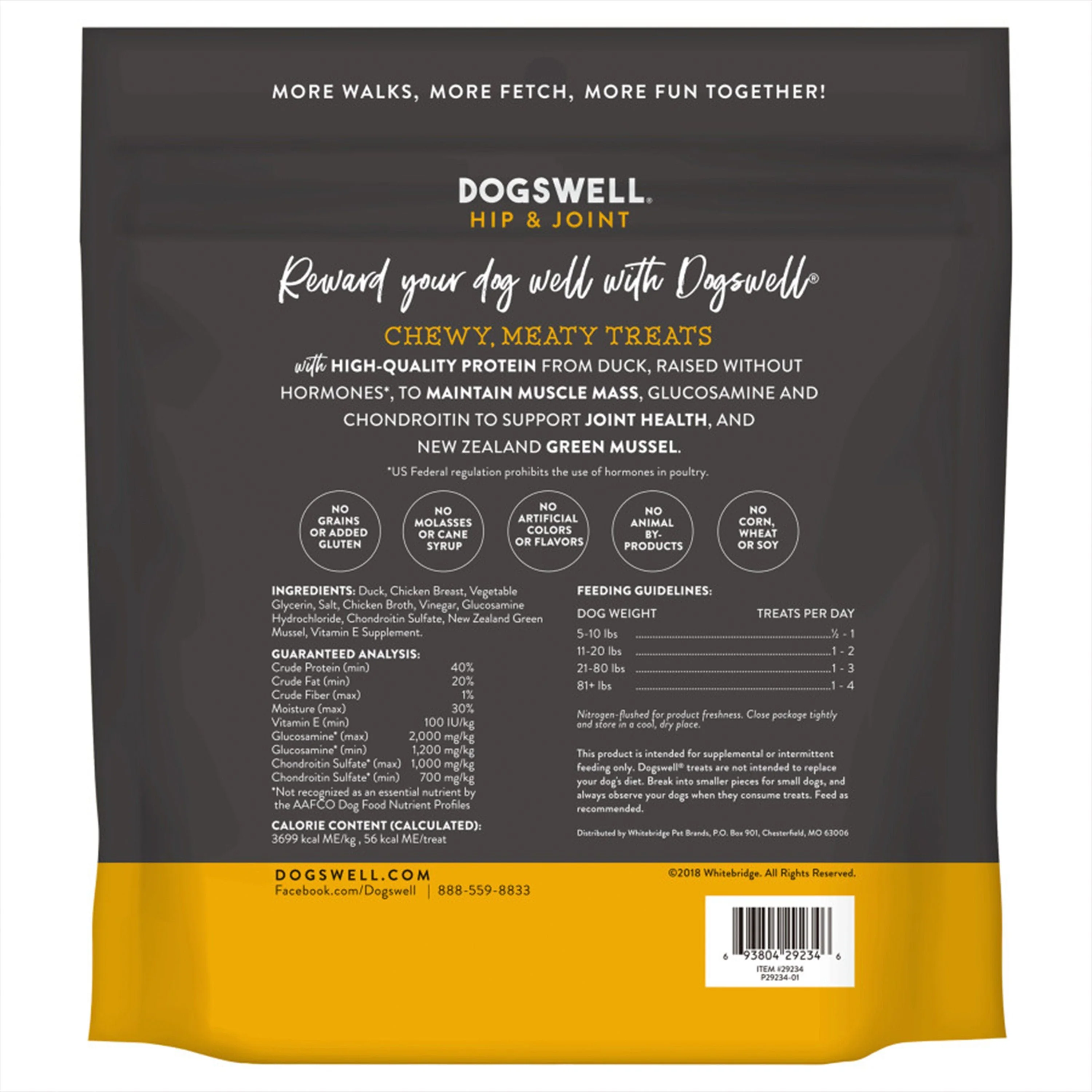 Dogswell Hip & Joint Grain-Free Jerky Dog Treat Regular Duck 20-oz - Image 2