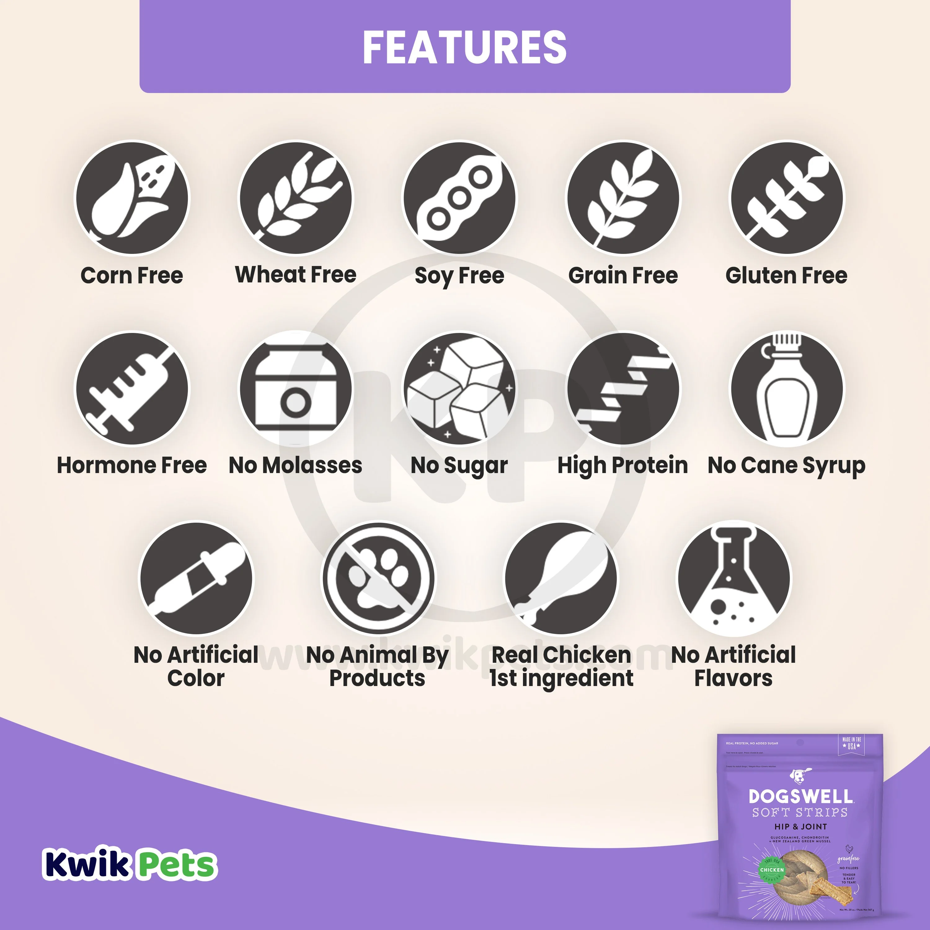 Dogswell Hip & Joint Grain-free Soft Strips Dog Treat Chicken 20-oz - Image 3