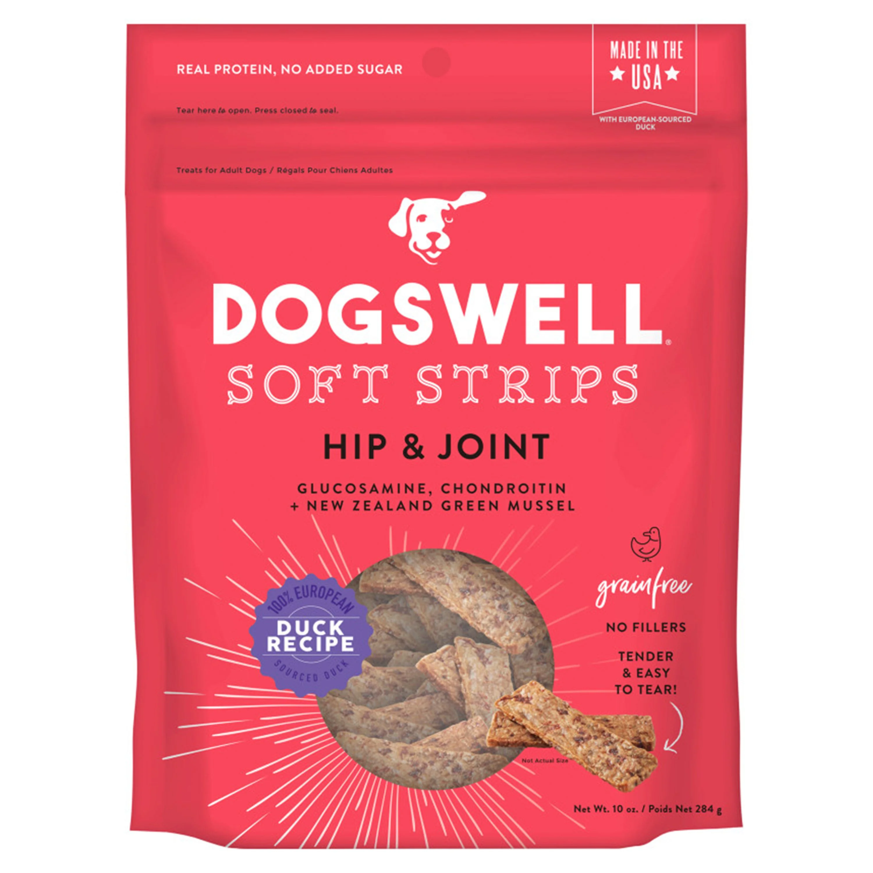Dogswell Hip & Joint Grain-free Soft Strips Dog Treat Duck 10-oz