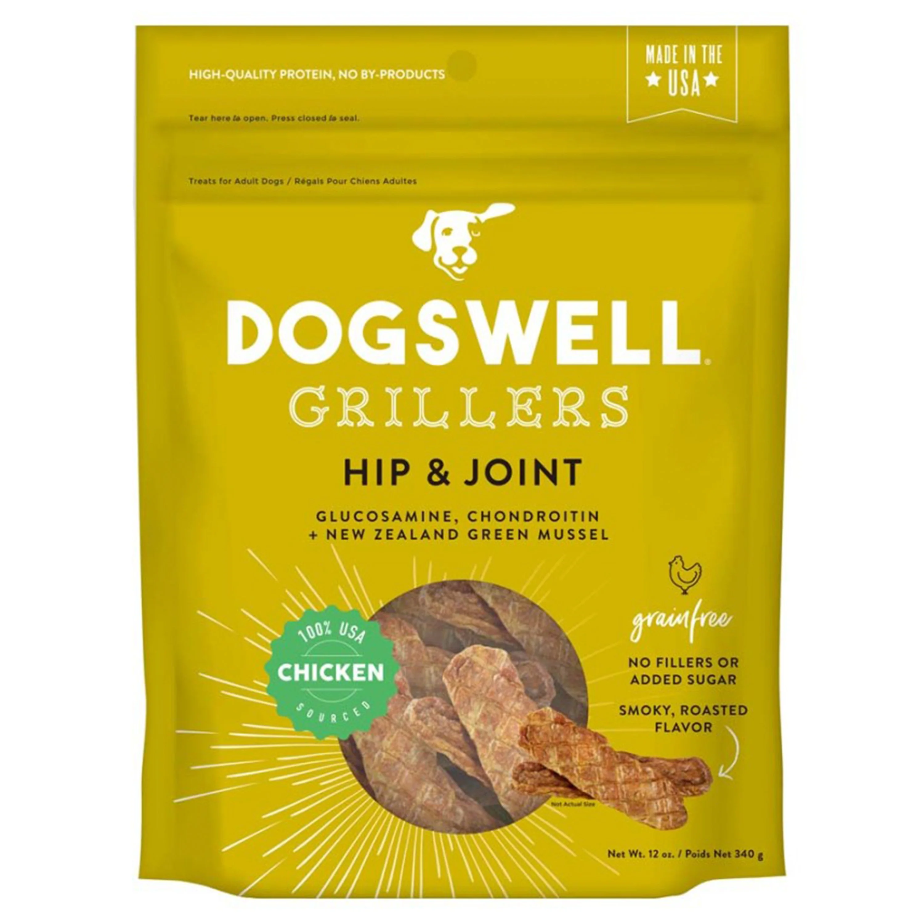 Dogswell Hip & Joint Grillers Grain-Free Dog Treats Chicken 12-oz