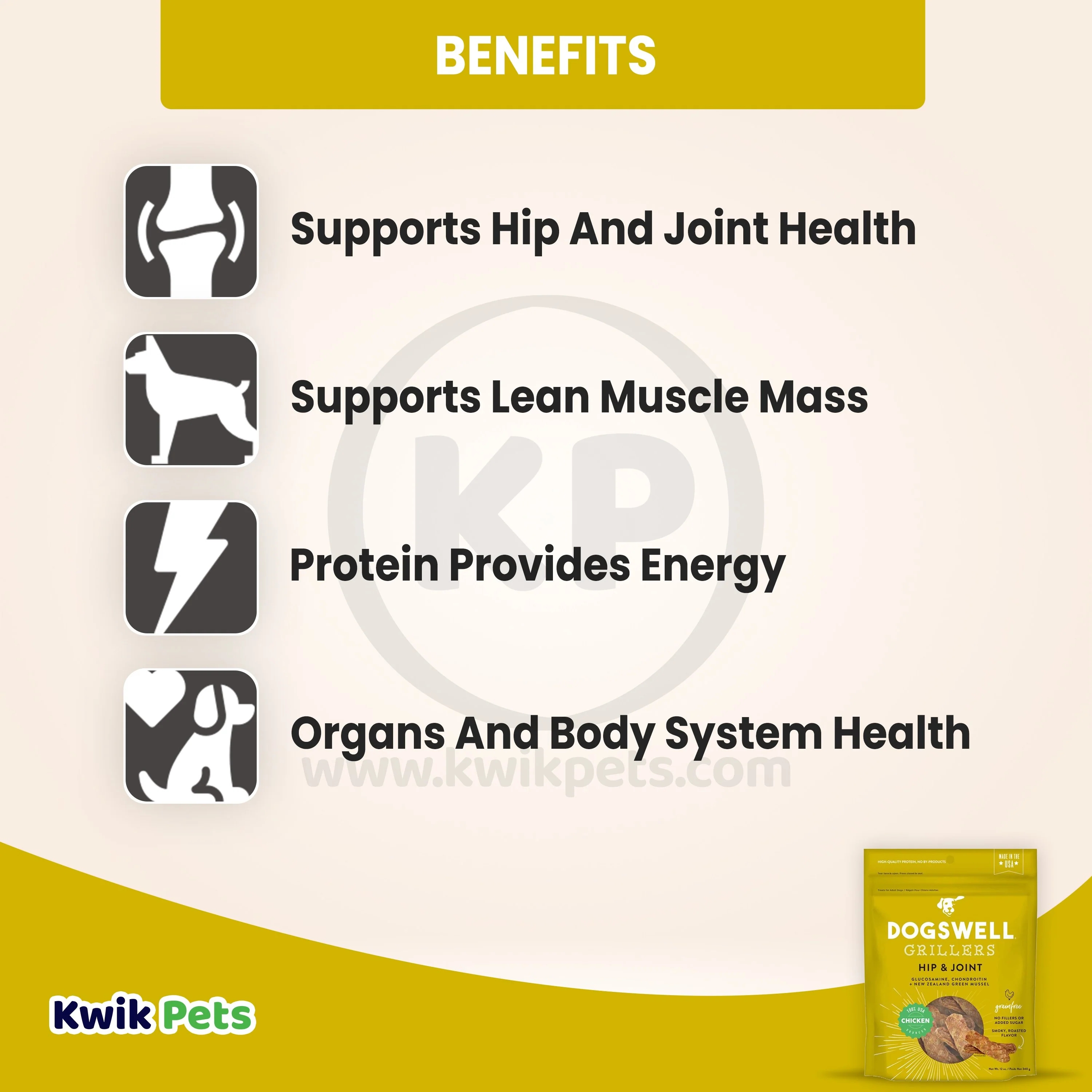 Dogswell Hip & Joint Grillers Grain-Free Dog Treats Chicken 12-oz - Image 4