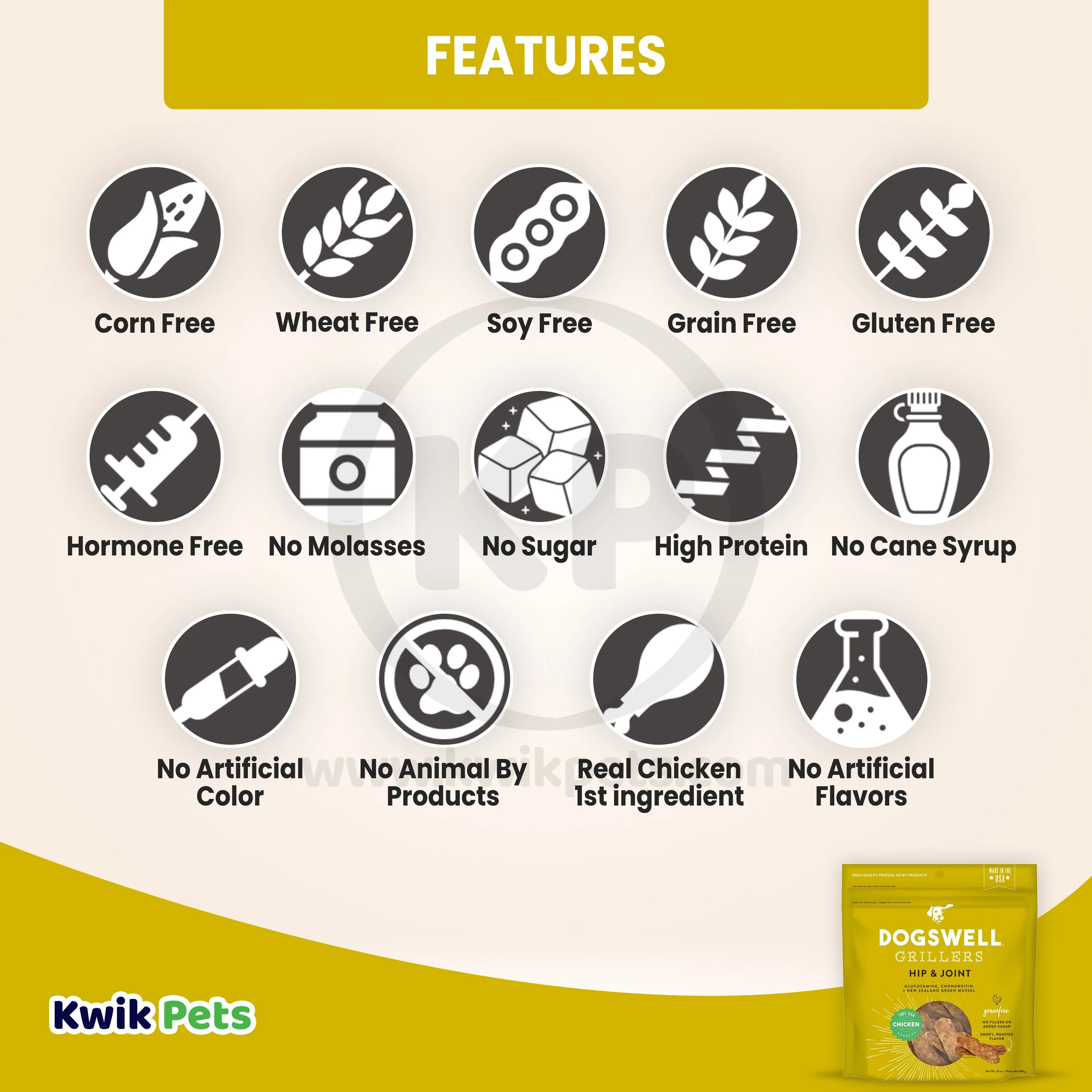 Dogswell Hip & Joint Grillers Grain-Free Dog Treats Chicken 24-oz - Image 3