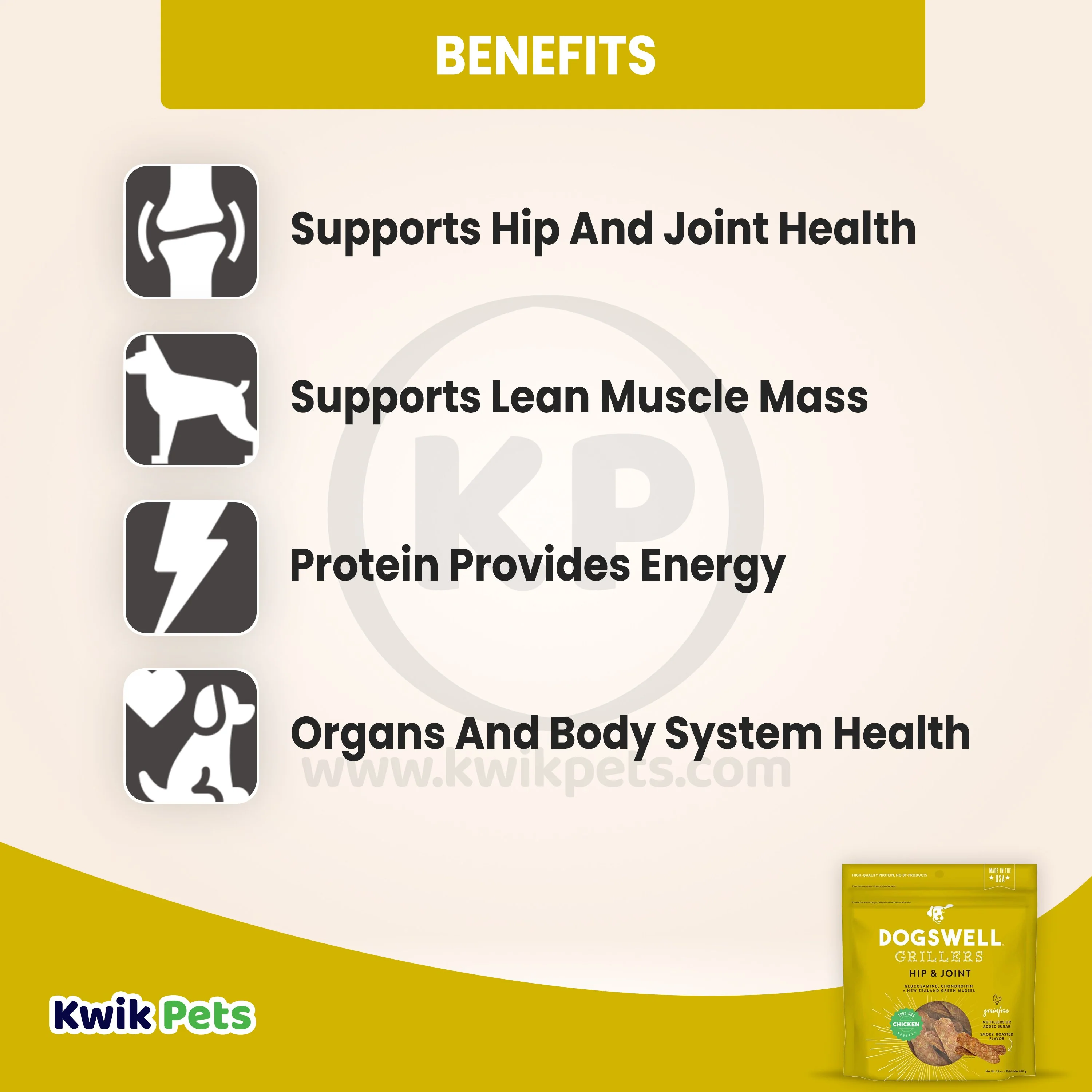 Dogswell Hip & Joint Grillers Grain-Free Dog Treats Chicken 24-oz - Image 4