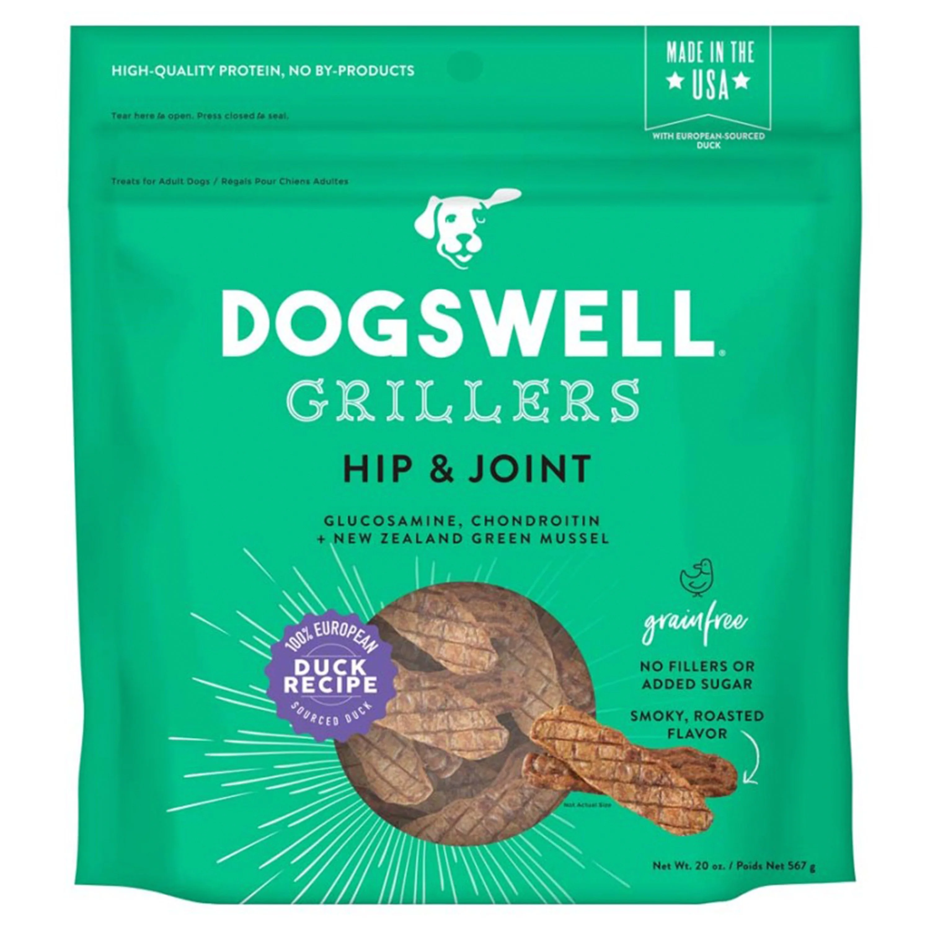 Dogswell Hip & Joint Grillers Grain-Free Dog Treats Duck 20-oz