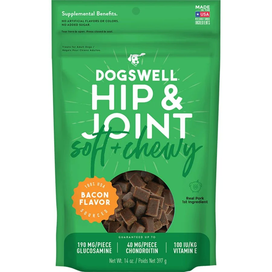 Dogswell Hip & Joint Soft & Chewy Grain-Free Dog Treats Bacon 14-oz