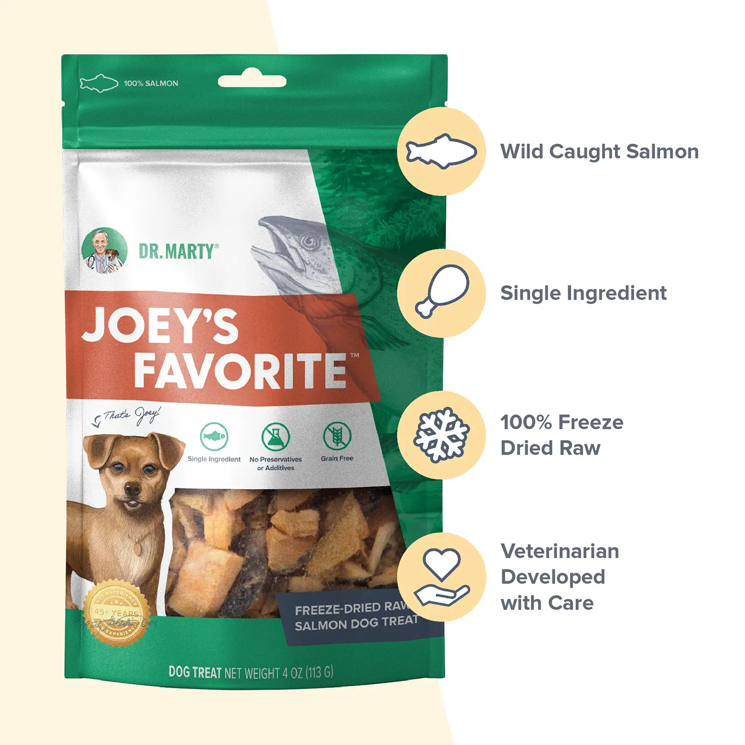 Dr. Marty Joey's Favorite Freeze-Dried Dog Treats Salmon 4-oz - Image 3
