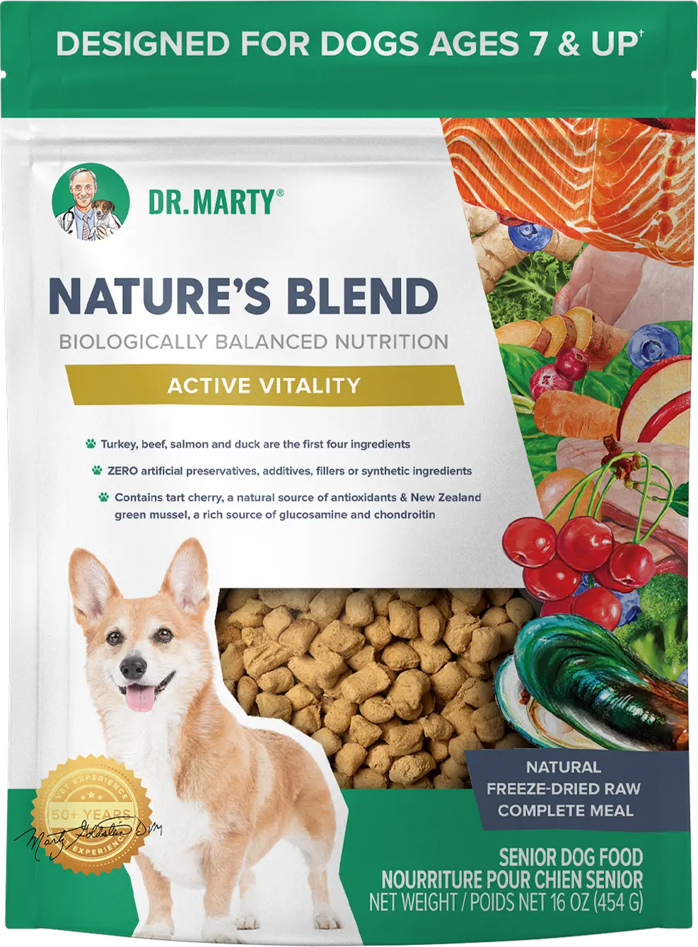 Dr. Marty Nature's Blend Active Vitality Freeze-Dried Raw Senior Dog Food 16-oz