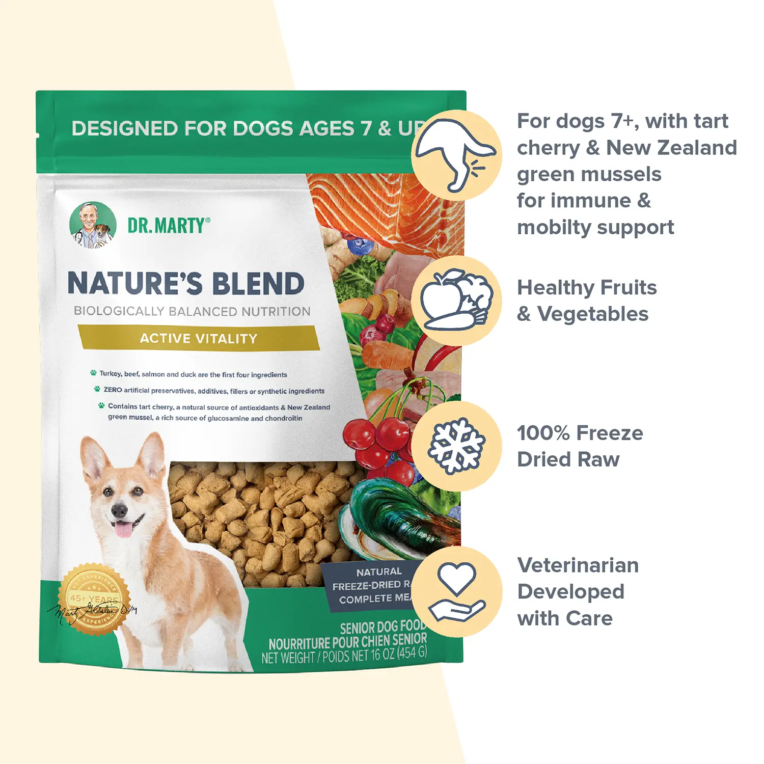 Dr. Marty Nature's Blend Active Vitality Freeze-Dried Raw Senior Dog Food 16-oz - Image 3