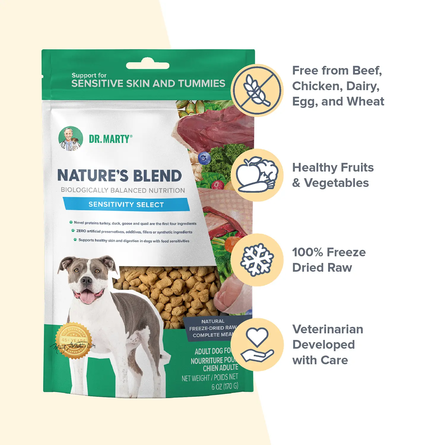 Dr. Marty Nature's Blend Sensitivity Select Freeze-Dried Raw Adult Dog Food 6-oz - Image 3