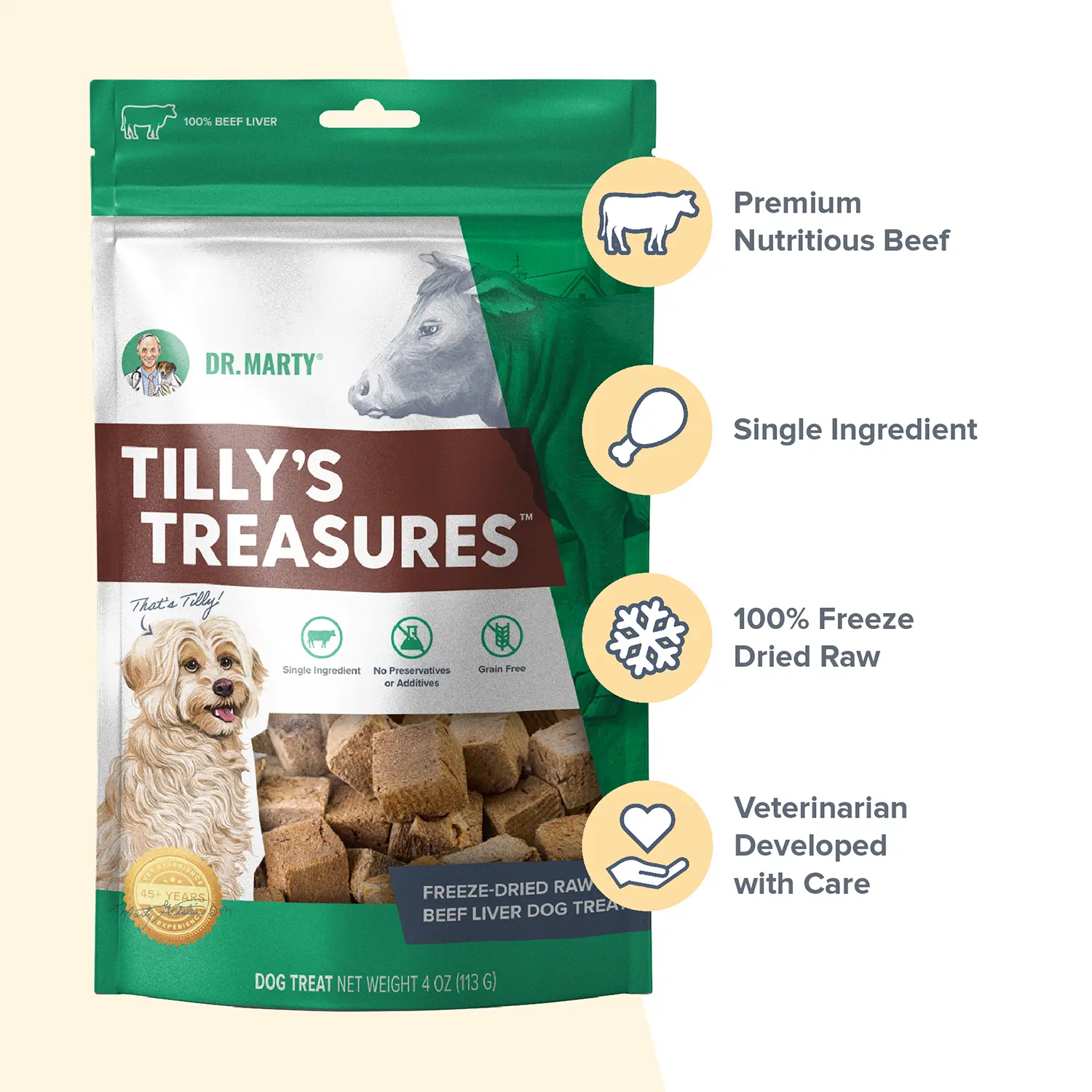 Dr. Marty Tilly's Treasures Freeze-Dried Dog Treats Beef Liver 4-oz - Image 3