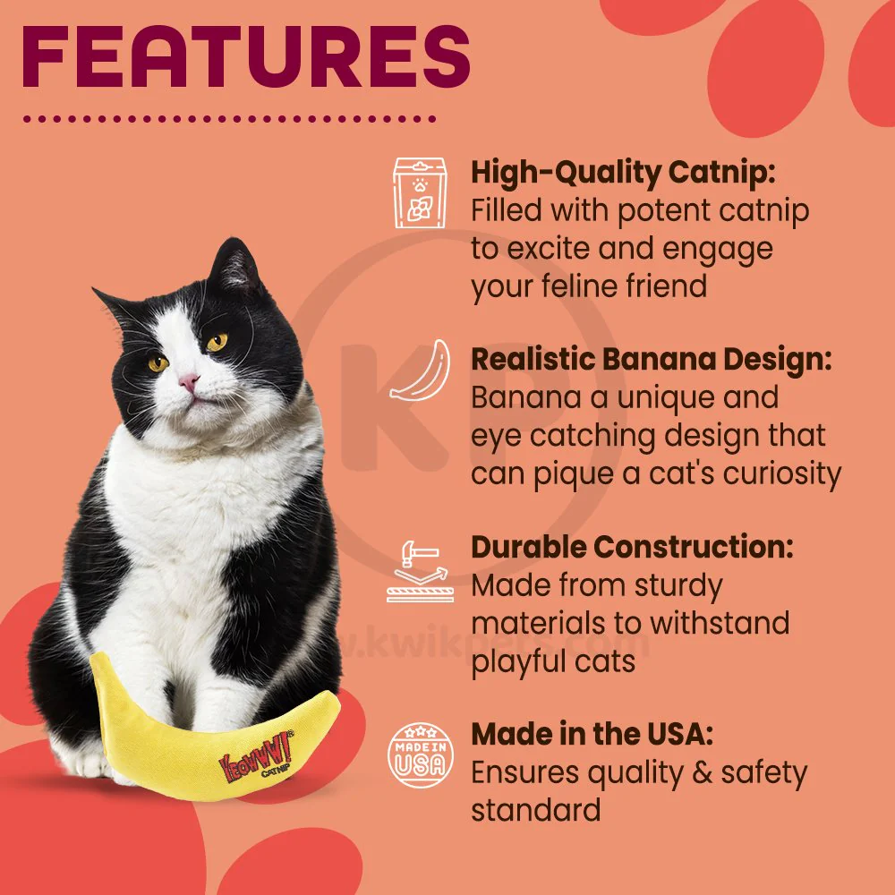 Yeowww! Chi-CAT-a Banana Catnip Cat Toy Yellow 7-in - Image 3