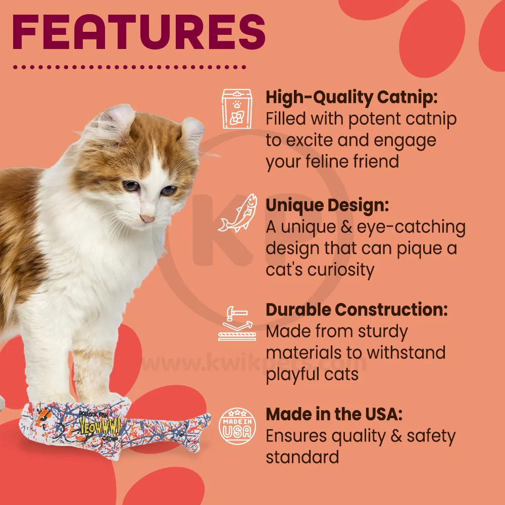 Yeowww! Pollock Fish Catnip Cat Toy Multicolor 11-in - Image 3