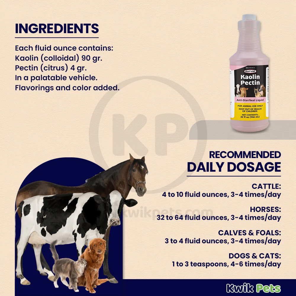 Durvet Kaolin Pectin Anti-Diarrheal Liquid 32-oz - Image 3