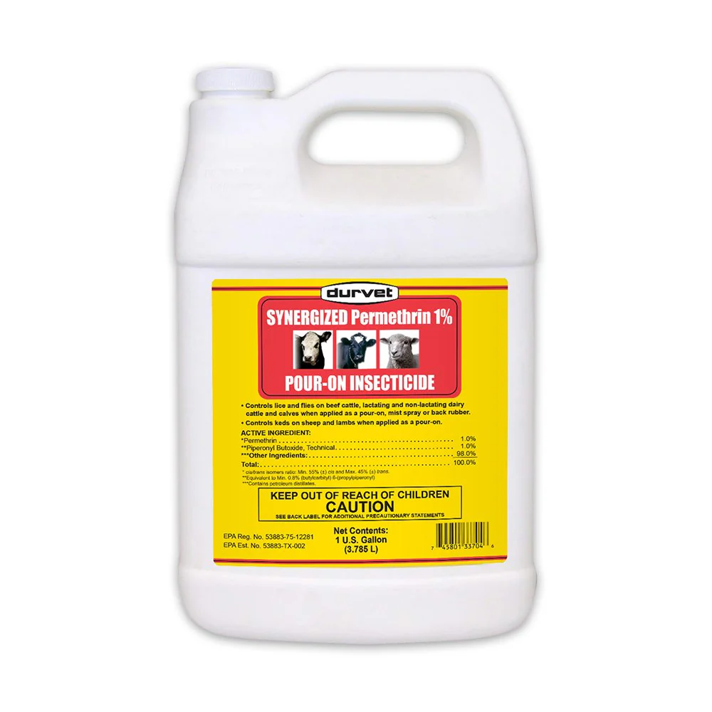 Durvet Synergized Permethrin 1% Pour-On Insectiside 1-gal