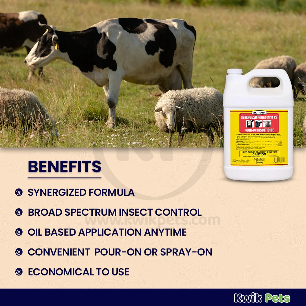 Durvet Synergized Permethrin 1% Pour-On Insectiside 1-gal - Image 2