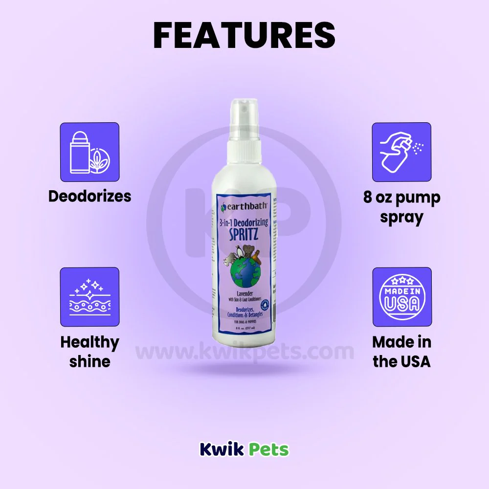 Earthbath 3-in-1 Deodorizing Spritz for Dogs Lavender 8-oz - Image 3