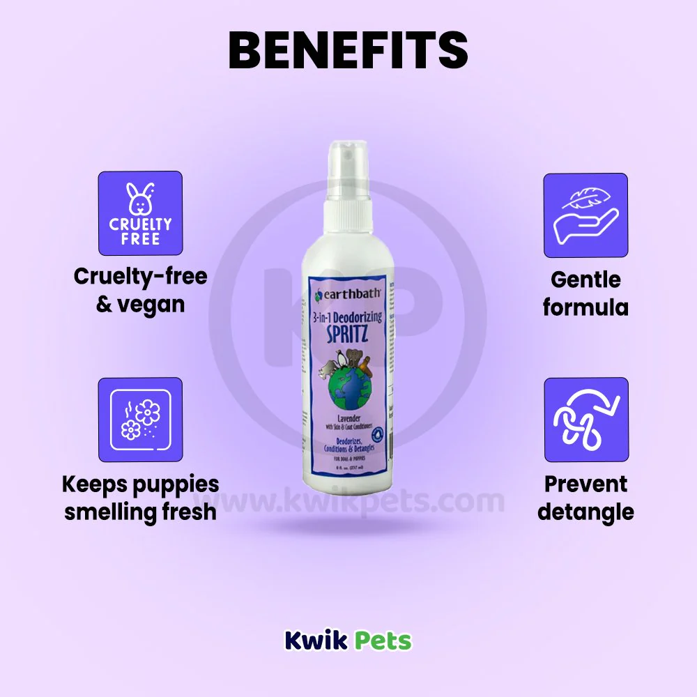 Earthbath 3-in-1 Deodorizing Spritz for Dogs Lavender 8-oz - Image 4