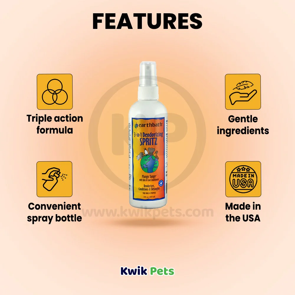 Earthbath 3-in-1 Deodorizing Spritz for Dogs Mango Tango 8-oz - Image 3